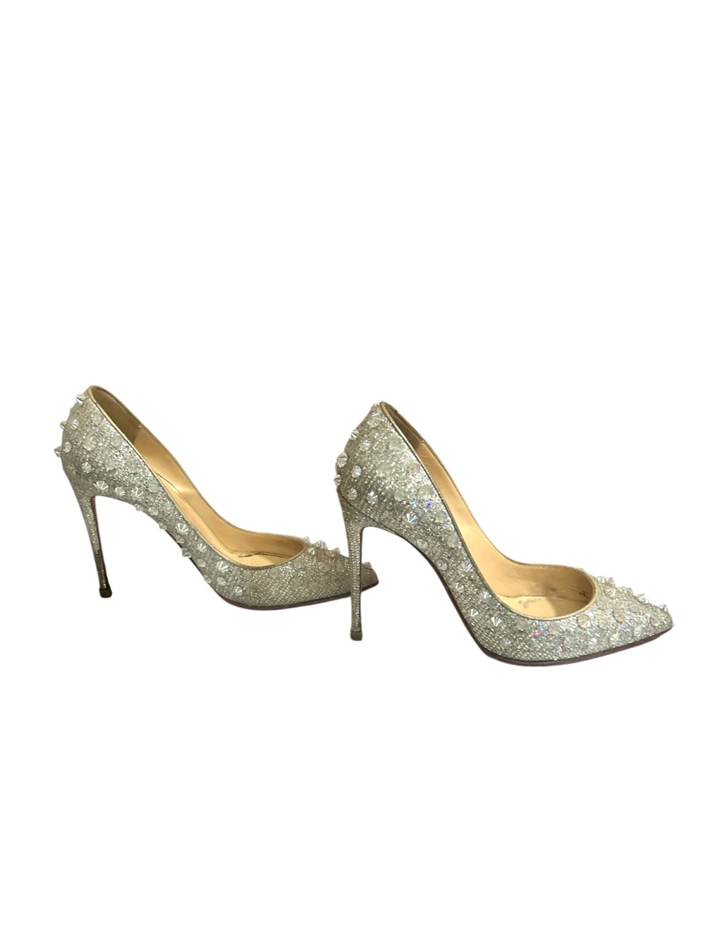 Christian Louboutin Spiked Aurora Crystal Stud Red Bottom Pumps Heels - Picture 5 of 8